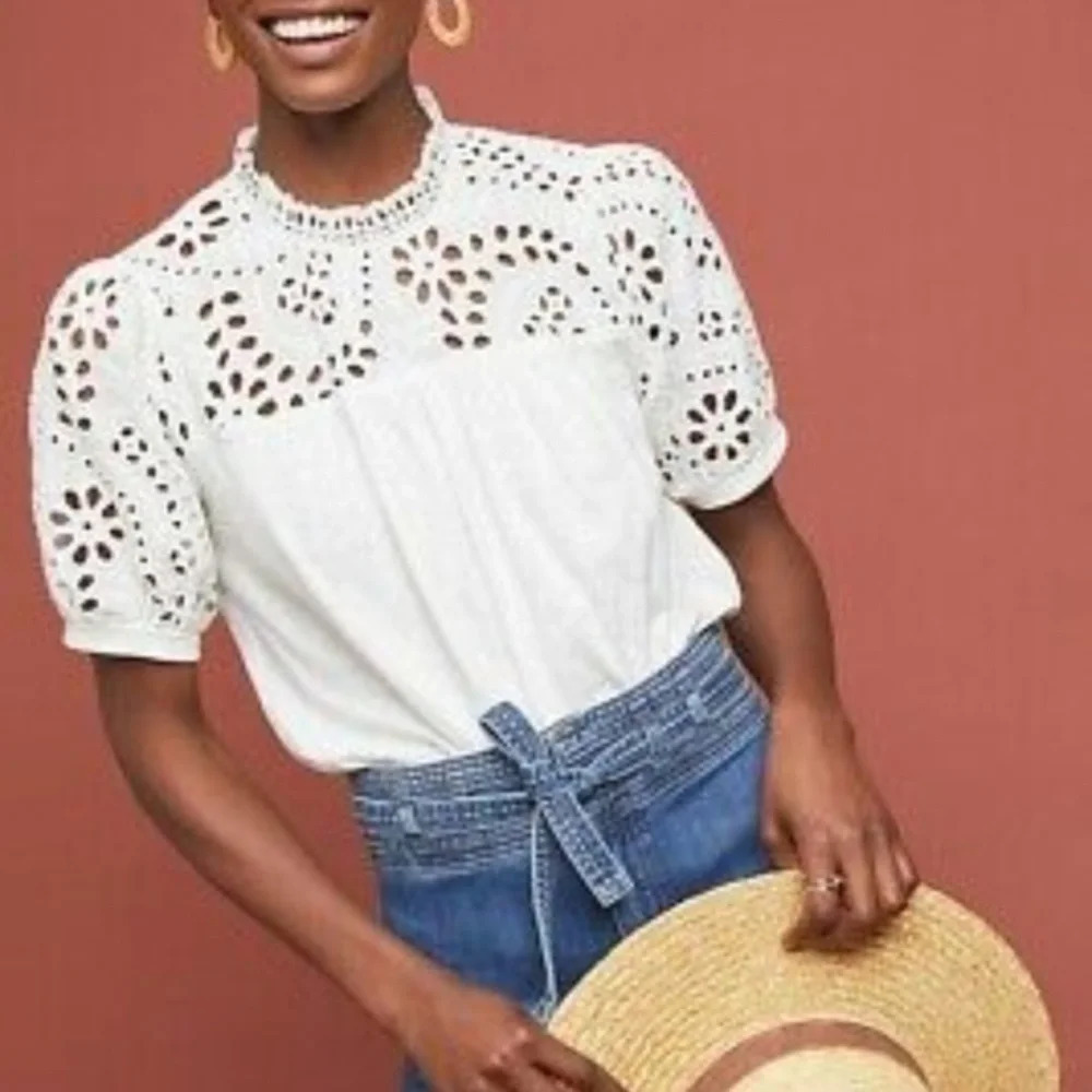 Anthropologie Eri + Ali White Precieuse Top XS
